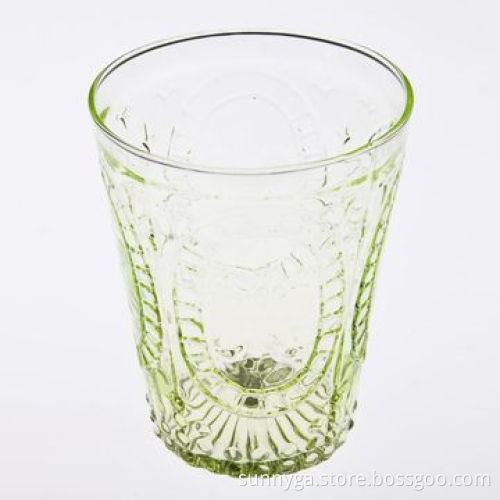 Solid Color Drinking Glass with Embossed Pattern, Small Size, 362mL Volume and 6cm Bottom Diameter